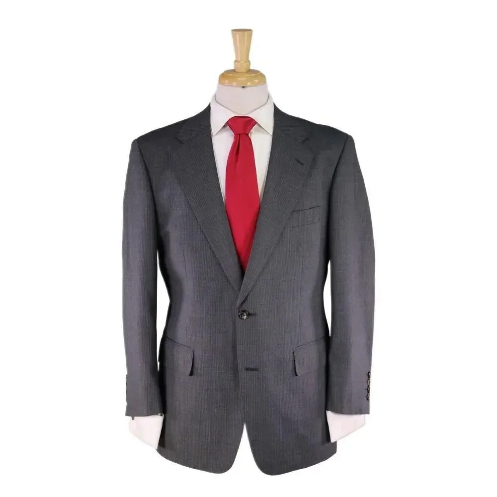 J. Press New England Model Gray Thin Striped Wool 2-Btn Suit 38R